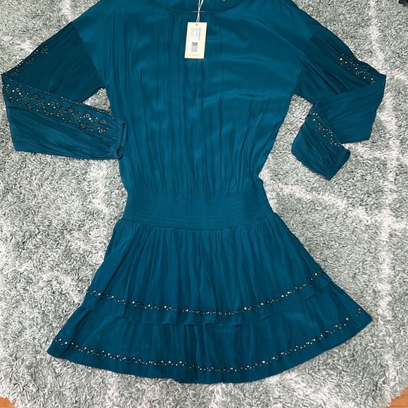 BNWT 🏷️ ✨👗Ramy Brook New York Sheryl DESIGNER Dress S gorgeous teal color 💙🩵 - Picture 3 of 9